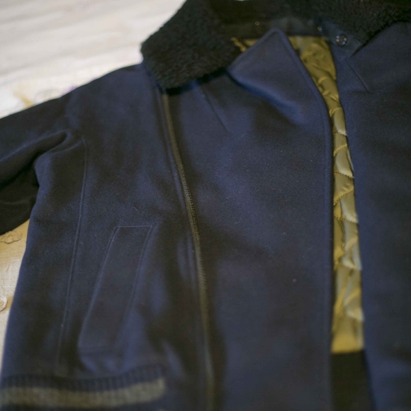 J.Crew Collection shearling bomber jacket | Navy | size 4 - Picture 5 of 16
